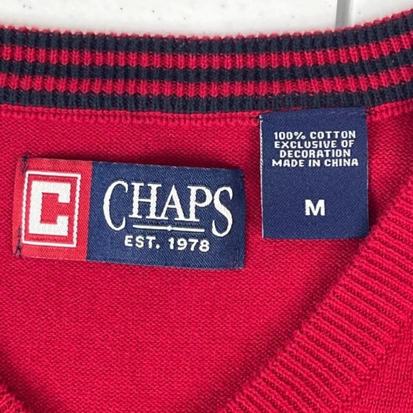 Mens CHAPS red sweater vest short sleeve preppy size M - Picture 4 of 4
